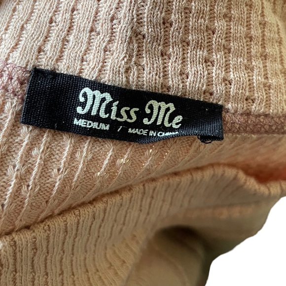 Miss Me Salmon Pink Purple Boho Hippie Retro Chevron Long Sleeve Mock Neck Top - Picture 9 of 10